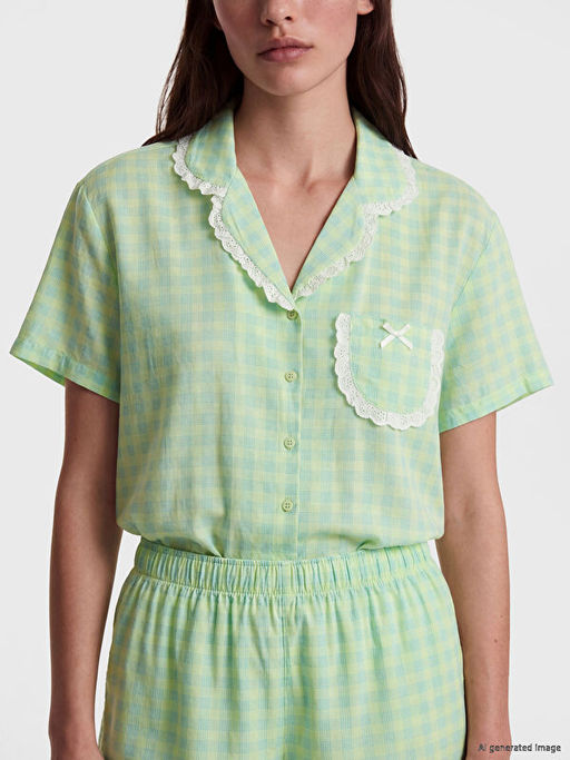 Ekose Kad?n ?ortlu Pijama Tak?m?