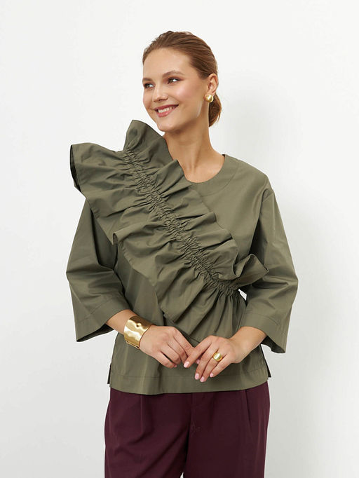 ВИДЕООБЗОР Блуза со съемным воланом - Vals фото 2