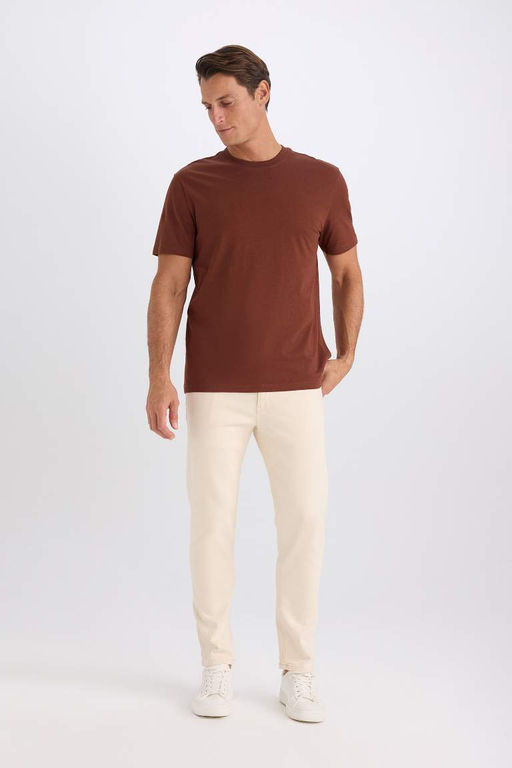 New Regular Fit Bisiklet Yaka Basic Duz K?sa Kollu Tisort - Defacto фото 4