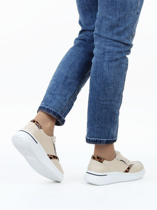 03-C930-2A BEIGE Полуботинки спортивные женские (натуральная кожа)