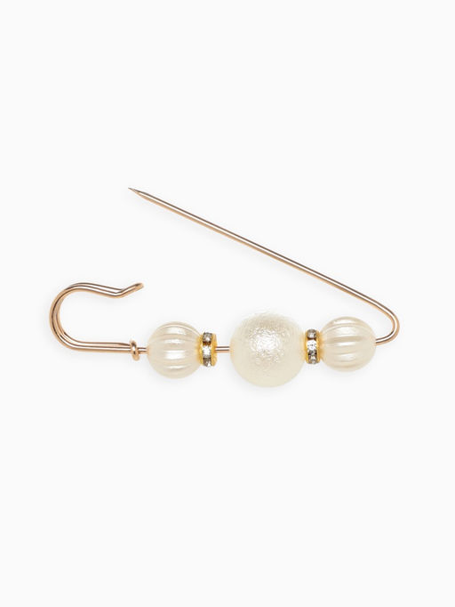 Булавка Зефир 7 см, белая в золоте