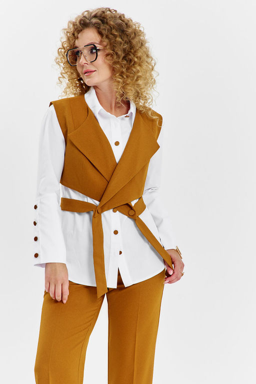 Костюм Euro Moda 622 горчичный+белый