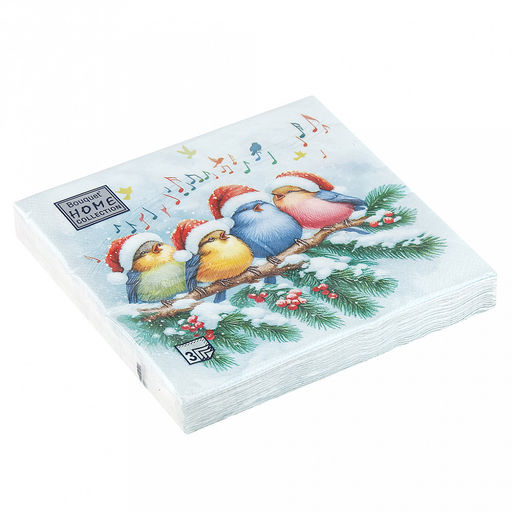 Салфетки бумажные "Bouquet Home Collection Classic" 33х33см, 3-х слойные, 20 штук в упаковке, 100% целлюлоза, "Новогодний квартет" (Россия)