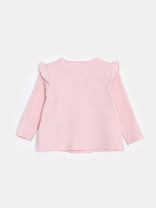 Bisiklet Yaka Uzun Kollu Bask?l? K?z Bebek Ti??rt - Waikiki фото 2