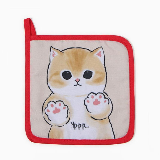 Прихватка Доляна Котик 17х17 см, 35% хл, 65% пэ, ватин 250 г/м2  фото 2