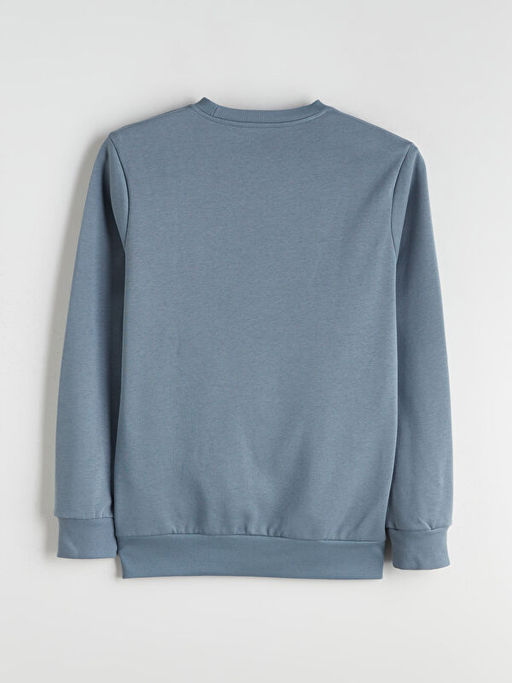 Bisiklet Yaka Bask?l? Erkek Sweatshirt