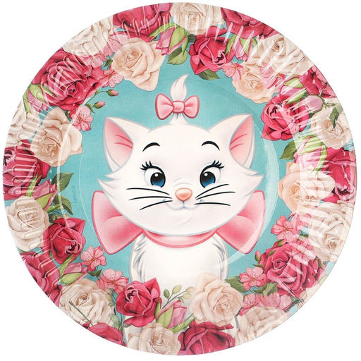 Цена за 10 шт. Тарелка одноразовая бумажная "С Днем Рождения!", 18 см, Коты Аристократы