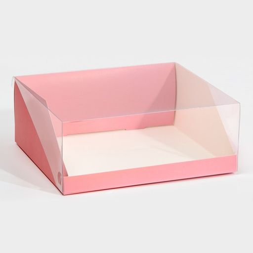 Цена за 5 шт. Коробка для кондитерских изделий с PVC-крышкой Розовый, 25 х 22,5 х 10 см - Дарите счастье фото 2