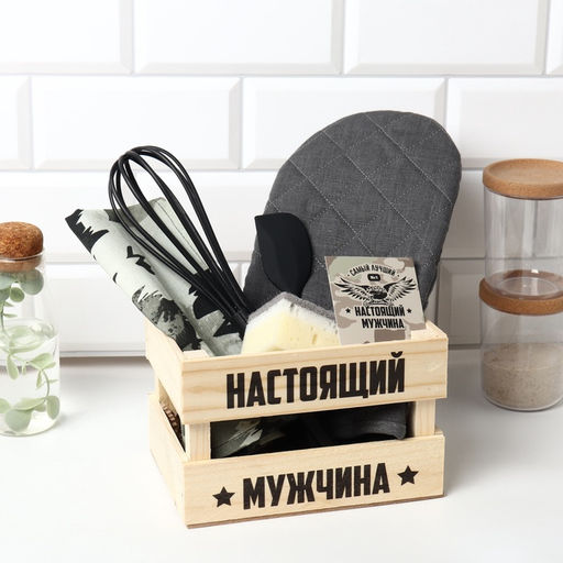Кухонный набор подарочный «Этель» Сooking: полотенце, варежка-прихватка, лопатка, венчик, губка