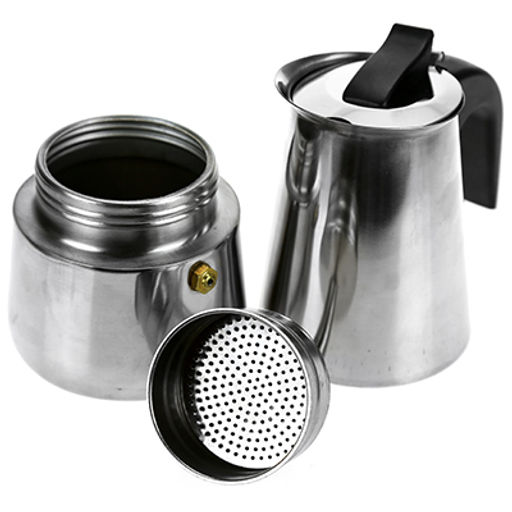 Кофеварка из нержавеющей стали, гейзерная, на 4 чашки, 250мл д8,5см h16см, бакелитовая ручка, подарочная коробка (Китай) - Домашняя мода фото 2