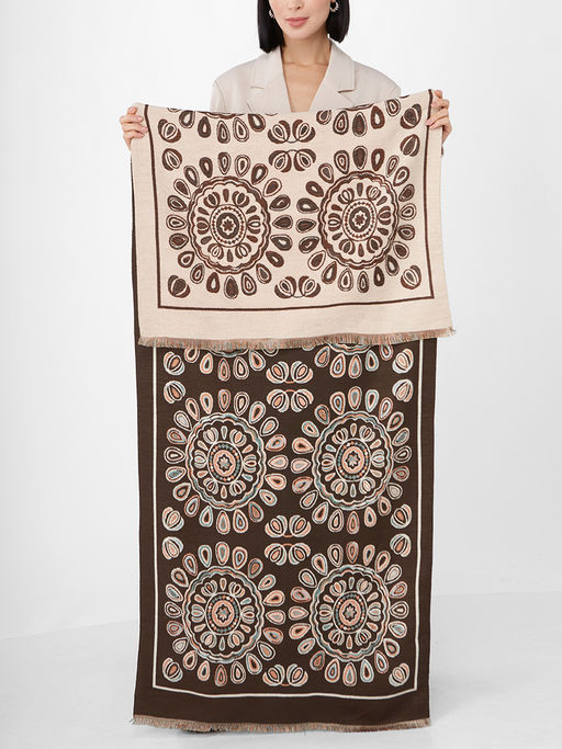 в составе ШЕРСТЬ и КАШЕМИР Большой, мягкий, теплый однотонный двусторонний палантин. - Tantino фото 2