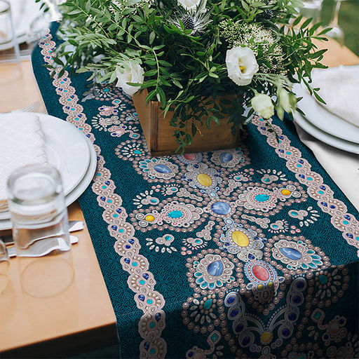 "Сапфир" Скатерть-дорожка на стол набивная 50х148см, 231г/м2, хлопок 100%, "Домашняя мода" (Россия)