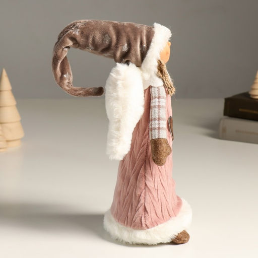 Интерьерная текстильная кукла Ангелочек Марфуша в розовом вязаном платье с сердечком, 35 см