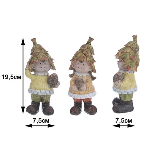 Фигурка декоративная "Мальчик/Девочка", L9 W6,5 H19 см, 2в.