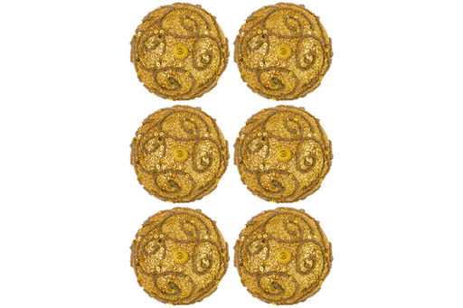 Набор 6 новогодних шаров 8*8 см Вензеля золото - Elan gallery фото 13