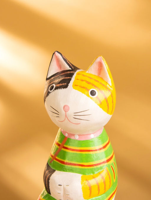 Сувенир «Кошка сидящая», 6×6×15 см, дерево, жёлтый