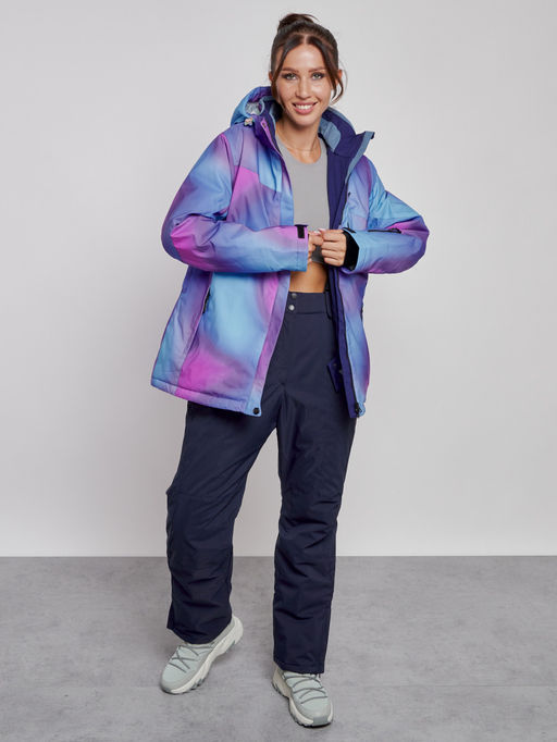 Горнолыжный костюм женский большого размера зимний фиолетового цвета 03936F - Chunmai фото 7
