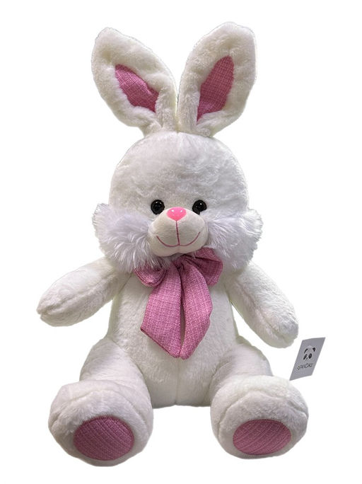 Зайка бело-серый, с бантиком, 40см (Белоруссия)
