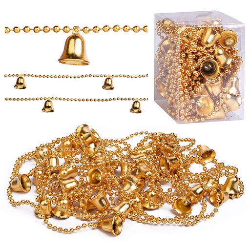 Бусы новогодние (золотые с колокольчиками, 5м)