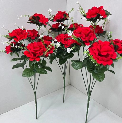 Цветы искусственные декоративные Букет гвоздики красные (6 цветков) 45 см