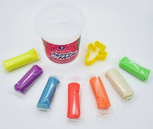 Тесто для лепки в банке 7 цветов, 15гр, + формочка