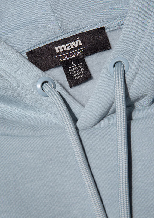 Muhur Logo Bask?l? Kapusonlu Mavi Sweatshirt  фото 6
