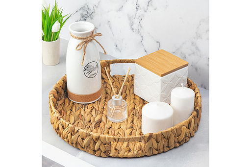 Поднос плетеный 38*38*6 см с ручками, водный гиацинт