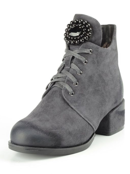 04-R181-2 GREY Ботинки зимние женские (натуральная замша, натуральный мех) - Фабричный китай фото 3
