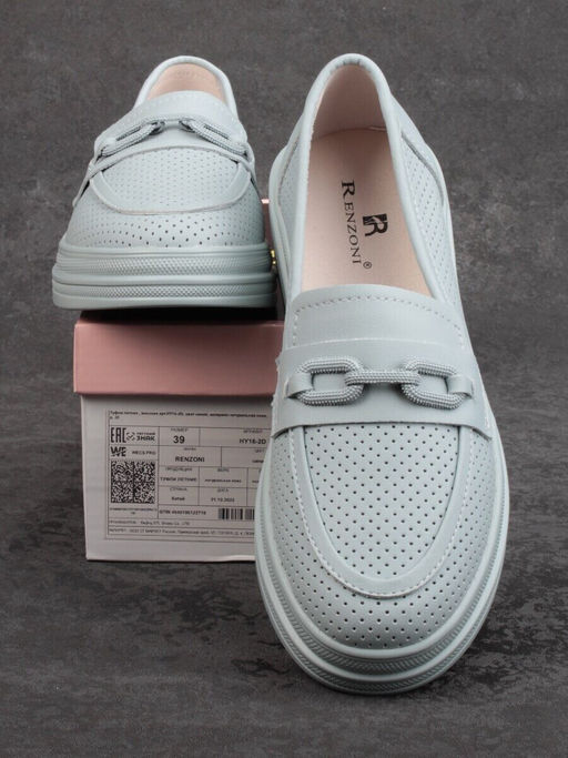 03-HY16-2D LT. BLUE Лоферы женские (натуральная кожа)