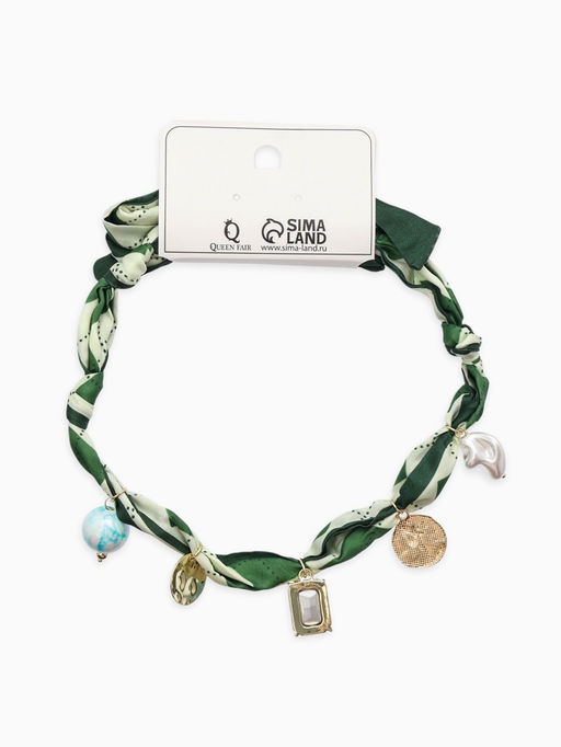 Колье-чокер на платке "Стиль". цвет изумрудный с золотом