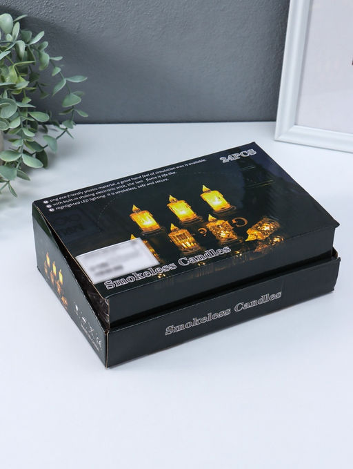 Цена за 4 шт. Светодиодная свеча LED - ночник RISALUX «С подтёками, грани», 3×LR41, прозрачный, 3.5×3.5×7 см