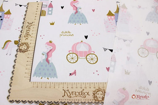 Сатин Юная принцесса - замки, (комп), ш.1.61м, хлопок-100%, 110гр/м.кв - Купава фото 2