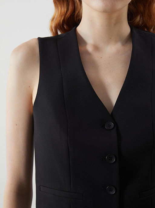 V Yaka Kad?n Klasik Yelek