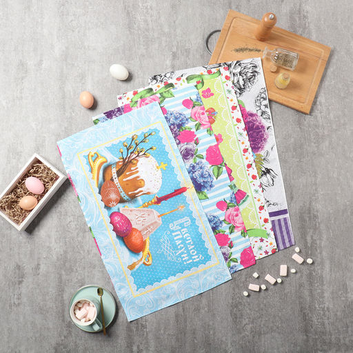 Набор полотенец кух. Доляна Счастье 35х60см-4 шт, 100% хл, рогожка 160 г/м2  фото 19