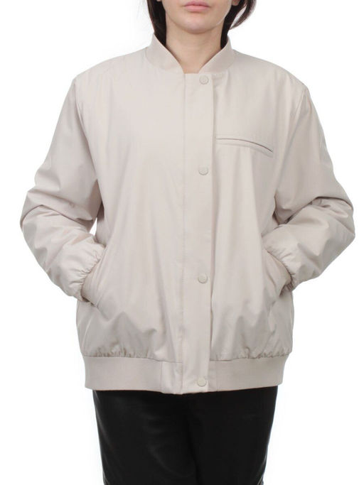 H24-608 LT. BEIGE Куртка бомбер демисезонная женская (100 гр. синтепон) - Fashion фото 3