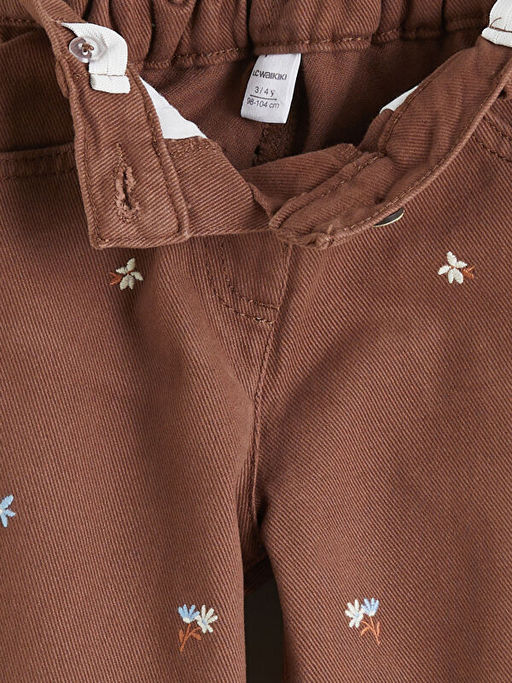 Beli Lastikli ?i?ekli K?z ?ocuk Pantolon