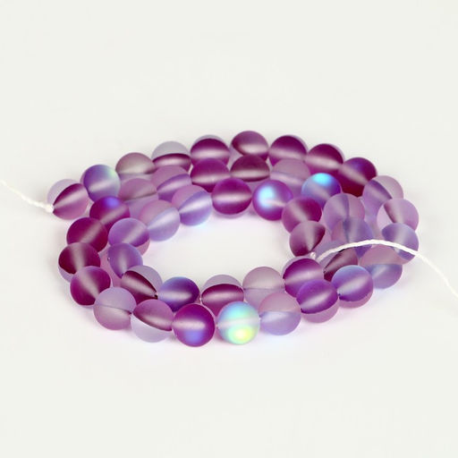 Бусины из натурального камня «Кошачий глаз», набор 46 шт., размер 1 шт. — 8 мм, фиолетовый