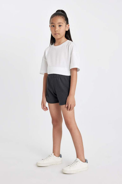 Вафельные шорты для девочек - Defacto фото 3