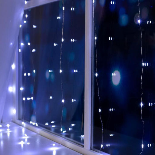 Гирлянда Занавес 1.6?1.6 м роса, IP20, серебристая нить, 160 LED, свечение белое, 8 режимов, 220 В - Luazon lighting фото 3