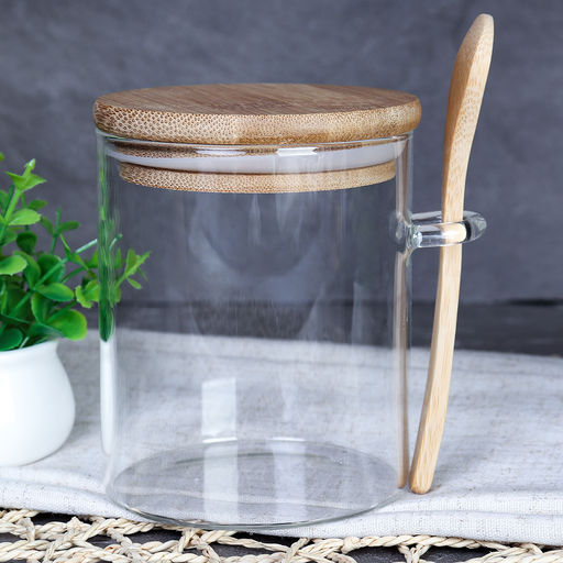 Банка с ложкой бамбуковая крышка 500 мл / LCKW2904 /уп 120/ - ГалеонТрейд фото 7