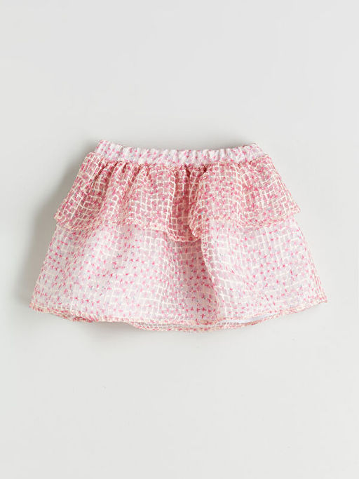 Beli Lastikli ?i?ekli K?z ?ocuk Etek