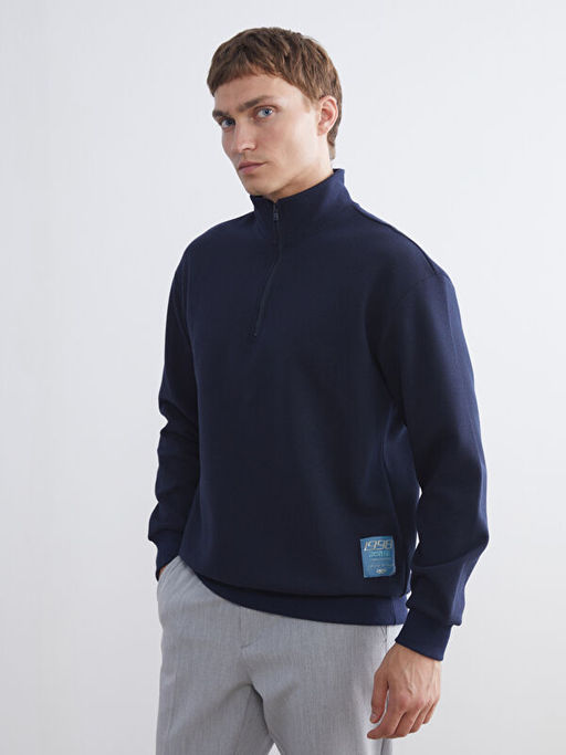 Fermuarl? Dik Yaka Erkek Sweatshirt