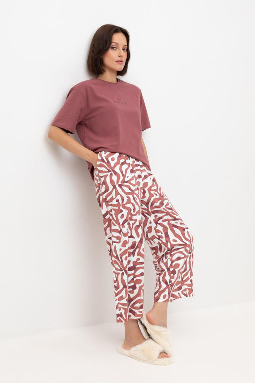 Е 20164/дикий имбирь,анималистичный орнамент пижама жен