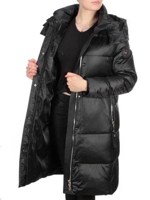 9110 BLACK Пальто зимнее женское FLOWERROVE (200 гр. холлофайбера) - Fashion фото 9