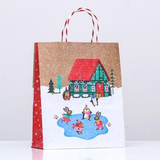 Пакет подарочный крафтовый Новогодний двор 26 х 32 х 12 см - Simaland фото 3
