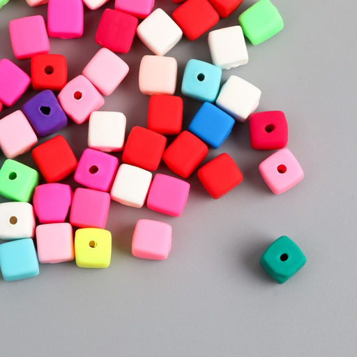 Бусины для творчества PVC «Кубики. Яркий карнавал», набор 62 шт., 0.6×0.6×0.6 см