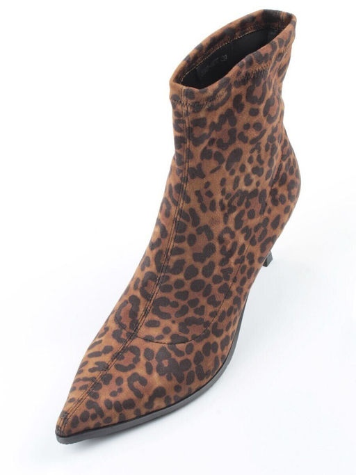 01-H26B-42PC BROWN LEOPARD Ботильоны демисезонные женские (искусственная замша)