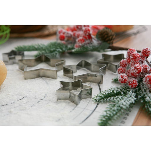 Формы для печенья новогодние Доляна Звёздочка, набор 5 шт., металл, серебристые