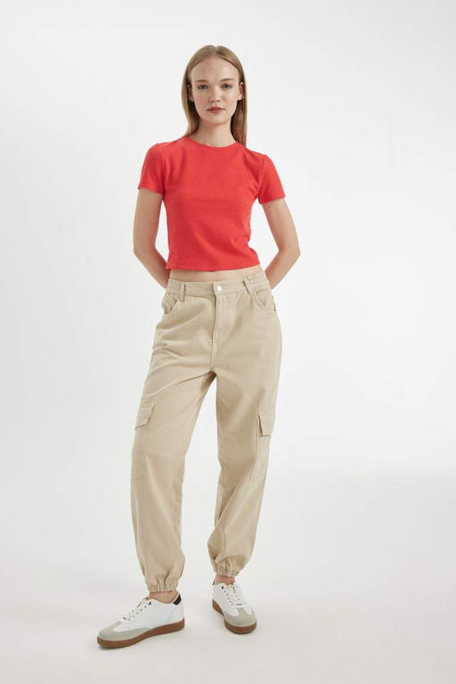 Брюки Cool Cargo Jogger из габардина с нормальной талией - Defacto фото 3