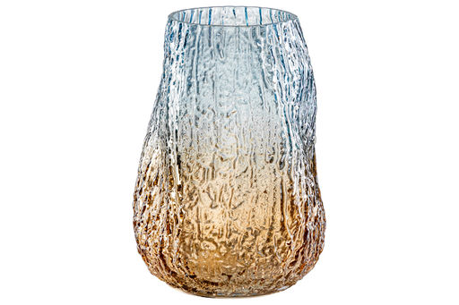 Ваза 15*15*20 см 2,2 л, бежево-голубая, стекло